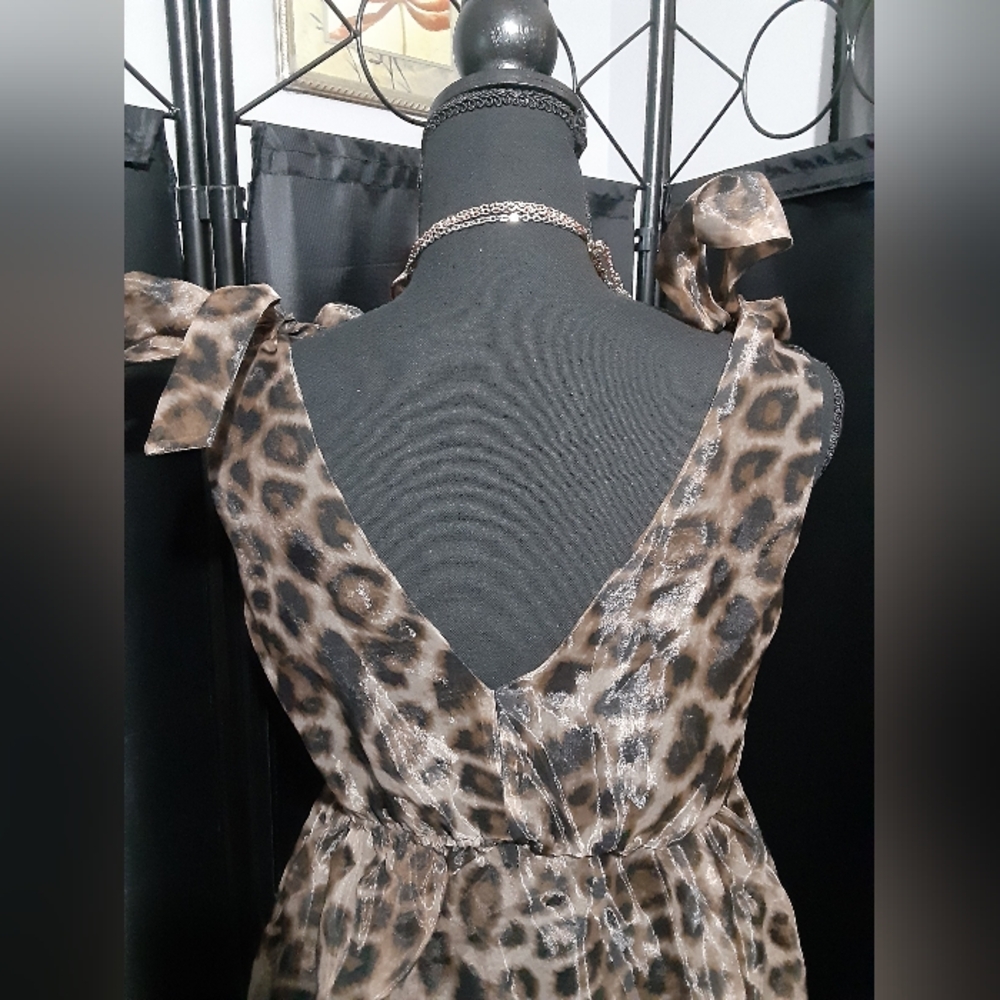 Antropologie Daniel Rainn Black Briwn Animal Print Sleeveless V-Neck Dress XS - Picture 8 of 12